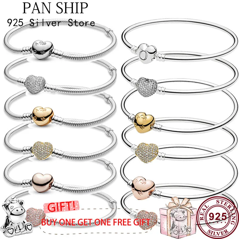 

Authentic S925 Sterling Silver Shining Love Snake Bone Bracelet Suitable For Women Diy Jewelry Original Charm