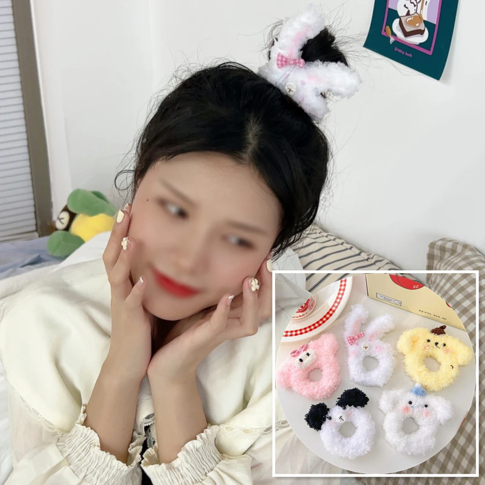 

Hair Tie For Girl Kids Elastic Rubber Bands Child Korean Head Accessories Cartoon Plush Dog Rabbit Animal Scrunchies Wholesale