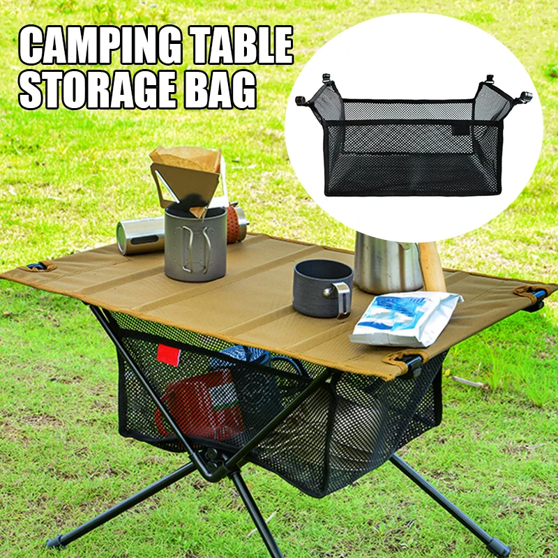 

Outdoor Foldable Storage Mesh Camping Table Storage Bag Portable Under Table Bag Net Hiking Tableware Organizer Bag