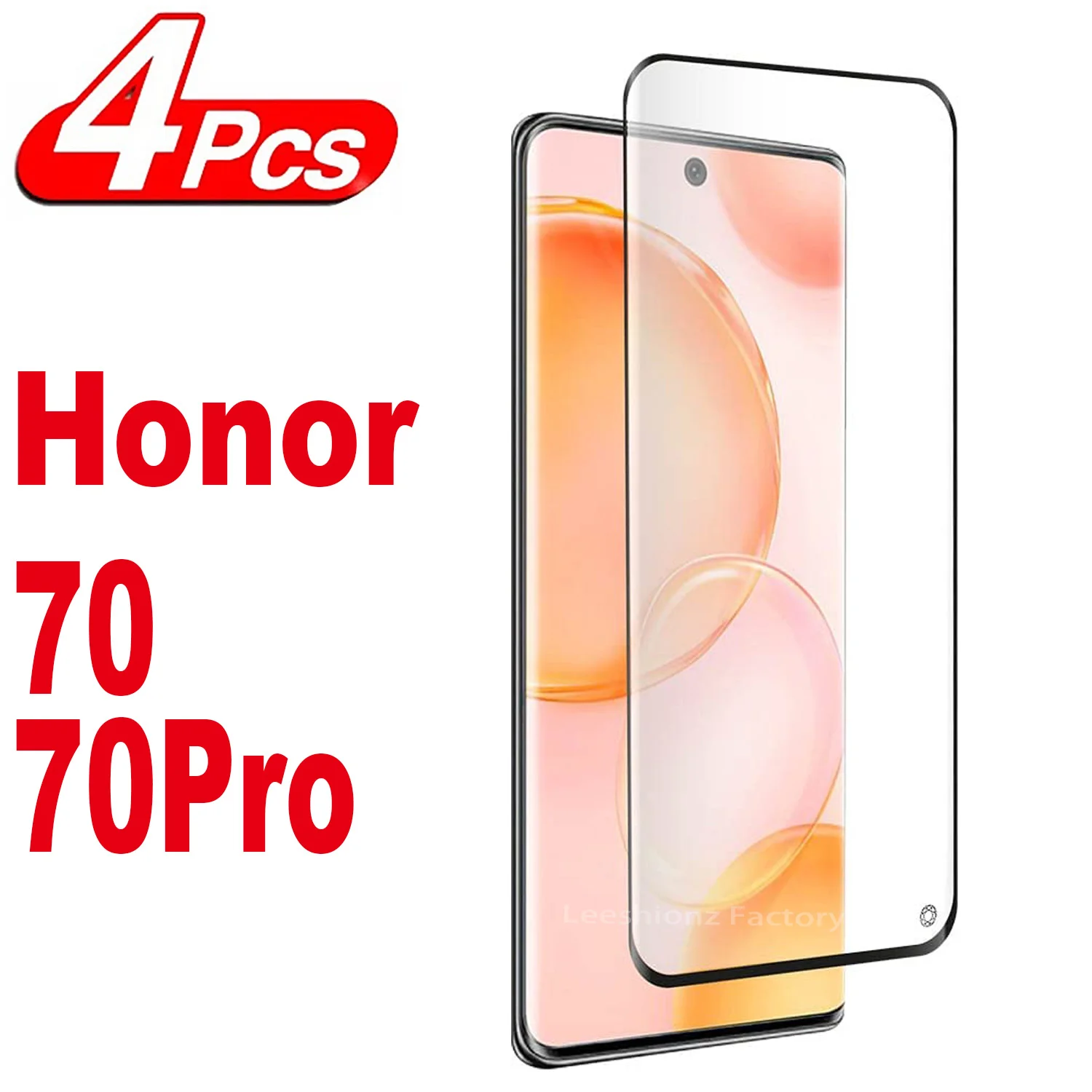 

1/4Pcs Black Edge Tempered Glass For HONOR 70 70Pro 3D Curved Screen Protector Glass Film