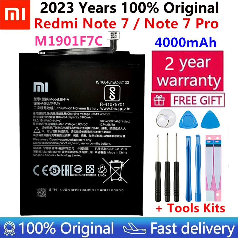 

100% Original Replacement Battery For Xiaomi Redmi Note7 Note 7 Pro Note7Pro M1901F7C BN4A Genuine 4000mAh Phone Batteries