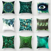 2022 peach skin velvet cushion cover simple nordic style fresh green series abstraction square home car pillow case 45x45cm