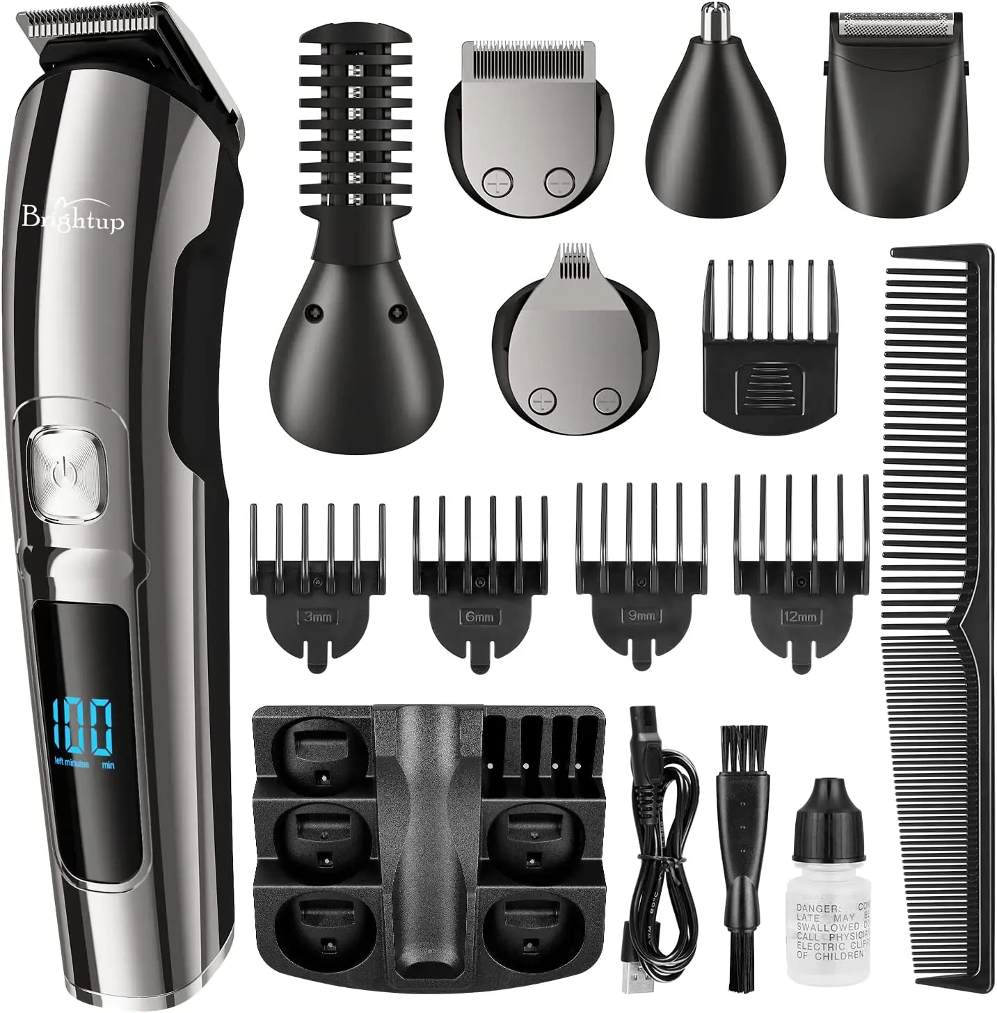 

18 in 1 Beard Trimmer Men Hair Trimmer Cordless Hair Clippers Mustache Nose Facial Body Hair Cutting Shaver Razor Grooming Kit
