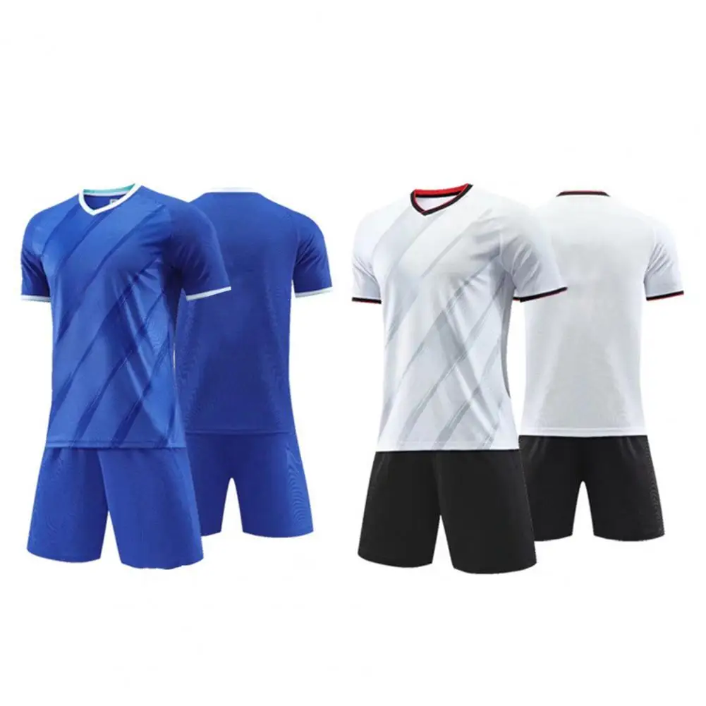 

1Set Soccer Uniform Short Sleeve Football Uniforms Men V-Neck Soccer Uniform