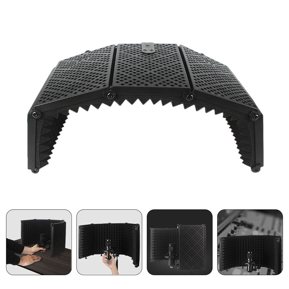 

Noise Cancelling Panels Microphone Sound Shield Absorbing Soundproof Guard Absorption 25.5X69CM Pad Isolation Black Plus Eva