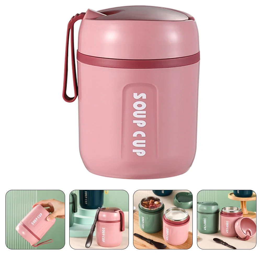 

Portable Soup Cup Vacuum Seal Containers Wide Mouth Breakfast Stainless Steel Tableware Insulated Child Food