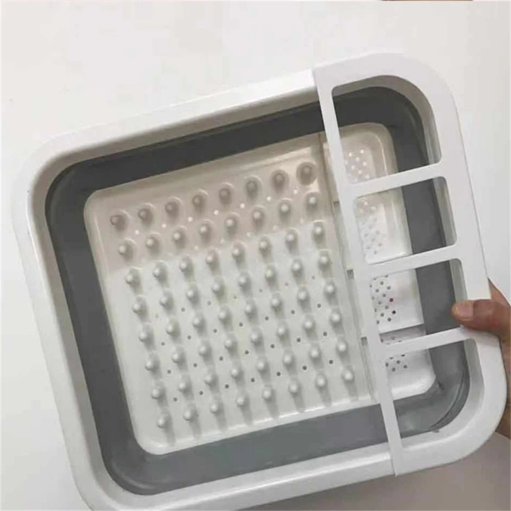 

Foldable Drainer Basket Dish Rack Multifunctional Home Kitchen Dish Drainer Rack Household Kitchen Tableware Storage Rack