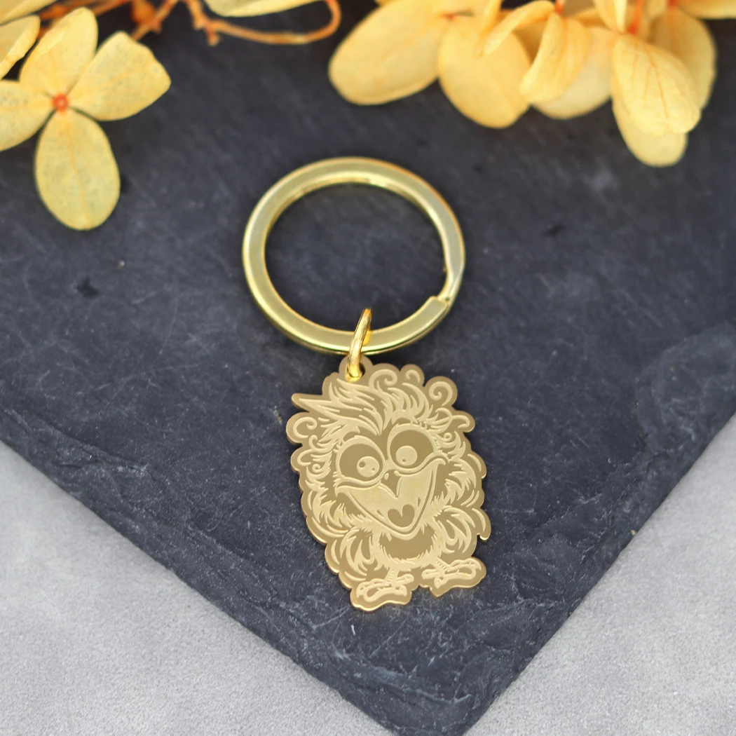 Милый мультяшный бриллиант брелок для ключей кольцо колье из нержавеющей стали