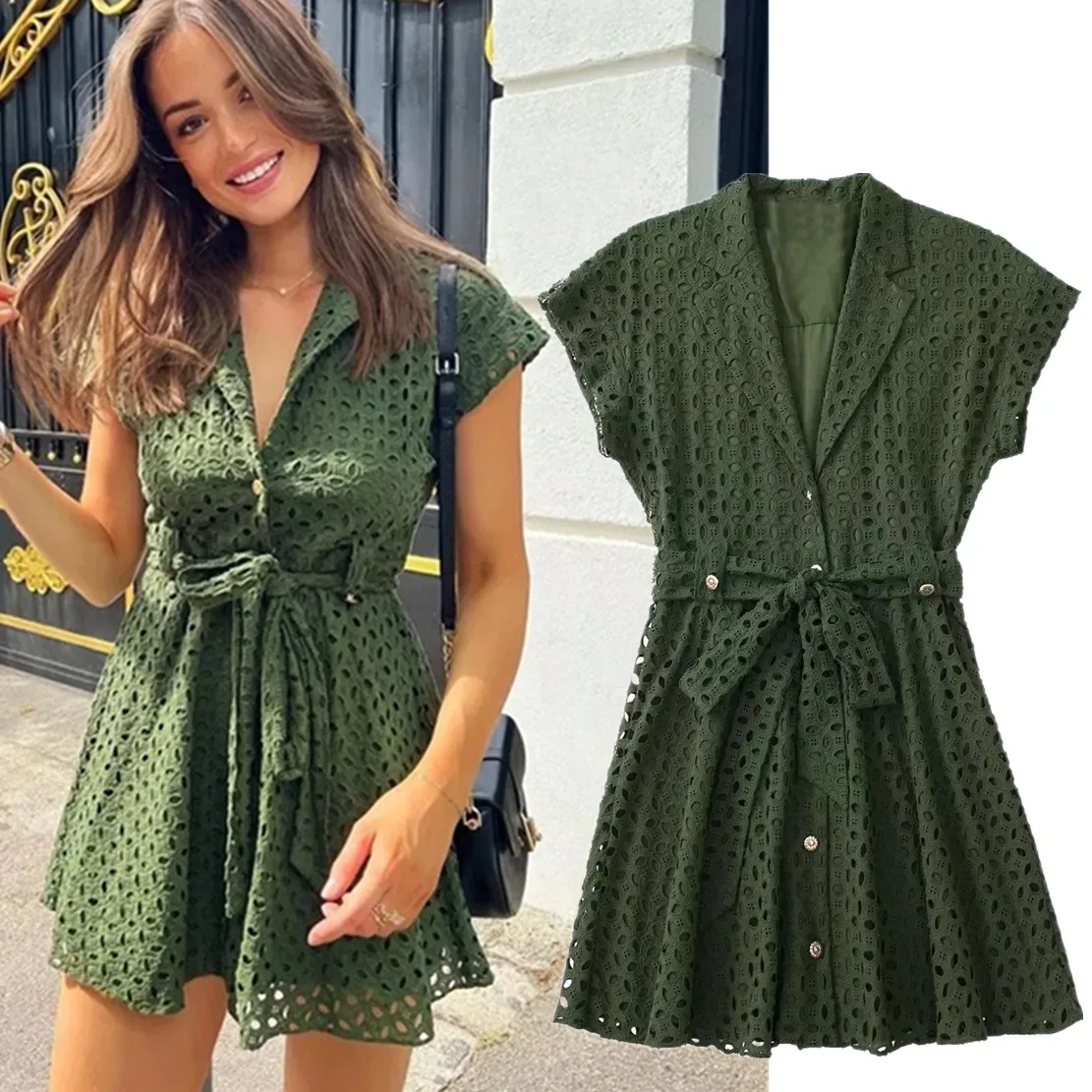 

Jenny&Dave 2022 Ins Blogge Embroidery Long Shirt Partyr Vintage Hollow Out With Lining Fashion Mini Summer Dress Women Tops