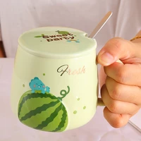 creative watermelon fruit mug fruit printed ceramic bottle drinking cup personalized coffee tumbler cool tazas kawaii gift
