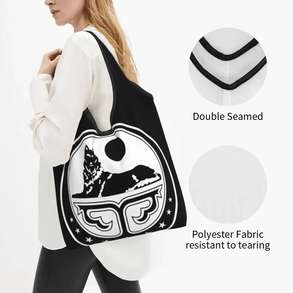 Многоразовая сумка для покупок с гербом Чечен женская большая портативные сумки