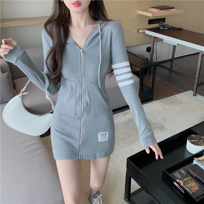 

2022 New Brand Mini Dress Bodycon Sexy Robe Femme For Women Y2k Gothic Hoodies Clothes Fashion Kawaii Casual Long Sleeve Vestido
