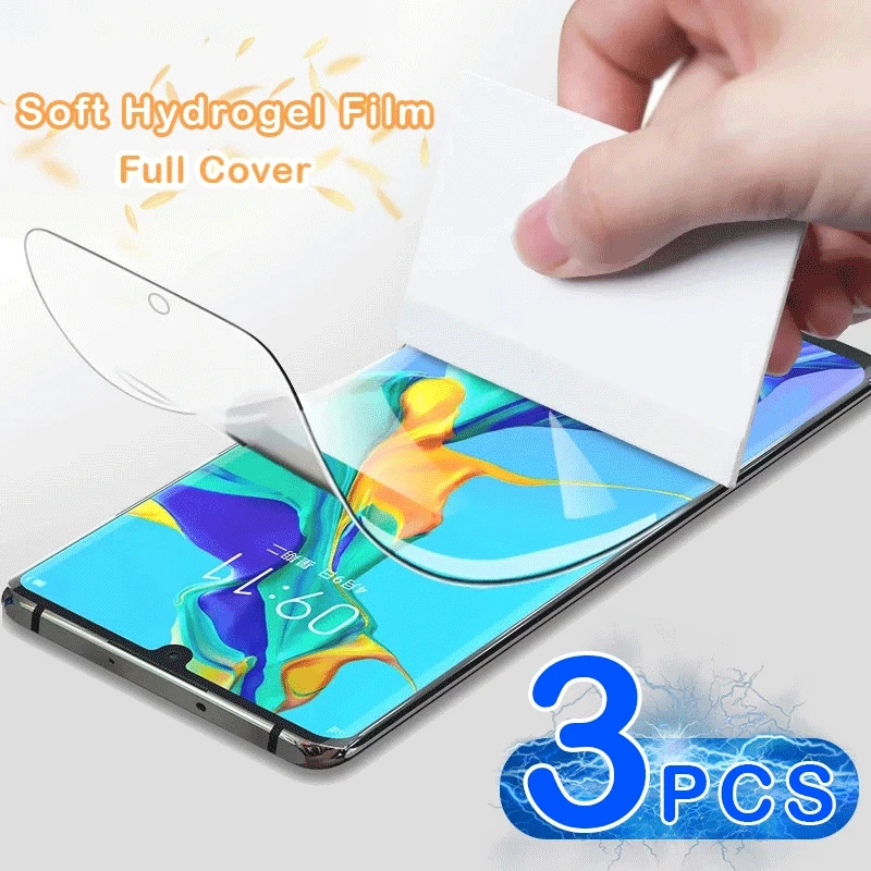 

3Pcs Hydrogel Film For Huawei Honor 50Pro Nova10 Nova9se nova8 nova7 nova6 play play4 5t Mate50Pro P60 Screen Protective Film