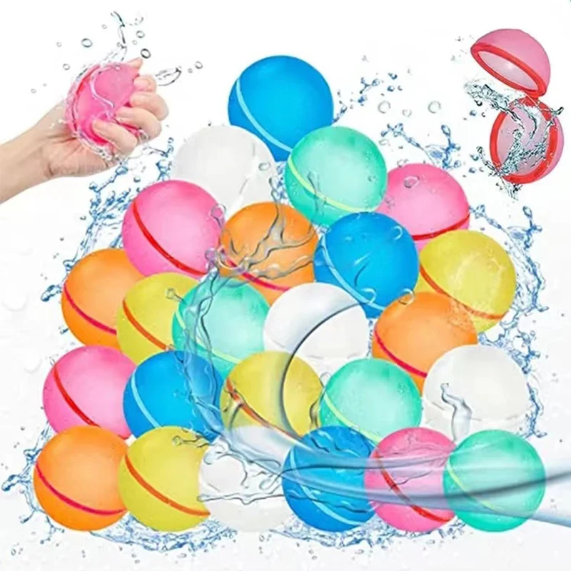 

12pcs Magnetic Reusable Water Balloons Self Closing Splash Water Balls Bombs Beach Pool Waterballoons Summer Toys For Kids