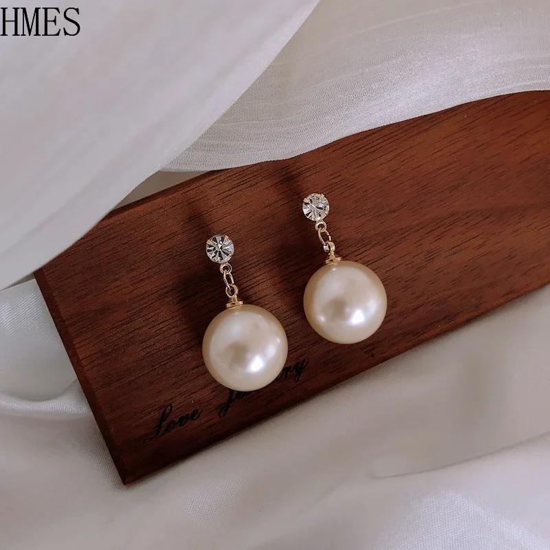 

Pearl Drop Earrings Women Stainless Steel Fashion Korea Zircon Pearl Pendant Stud Earrings Punk Fashion Jewelry Gifts Wholesale