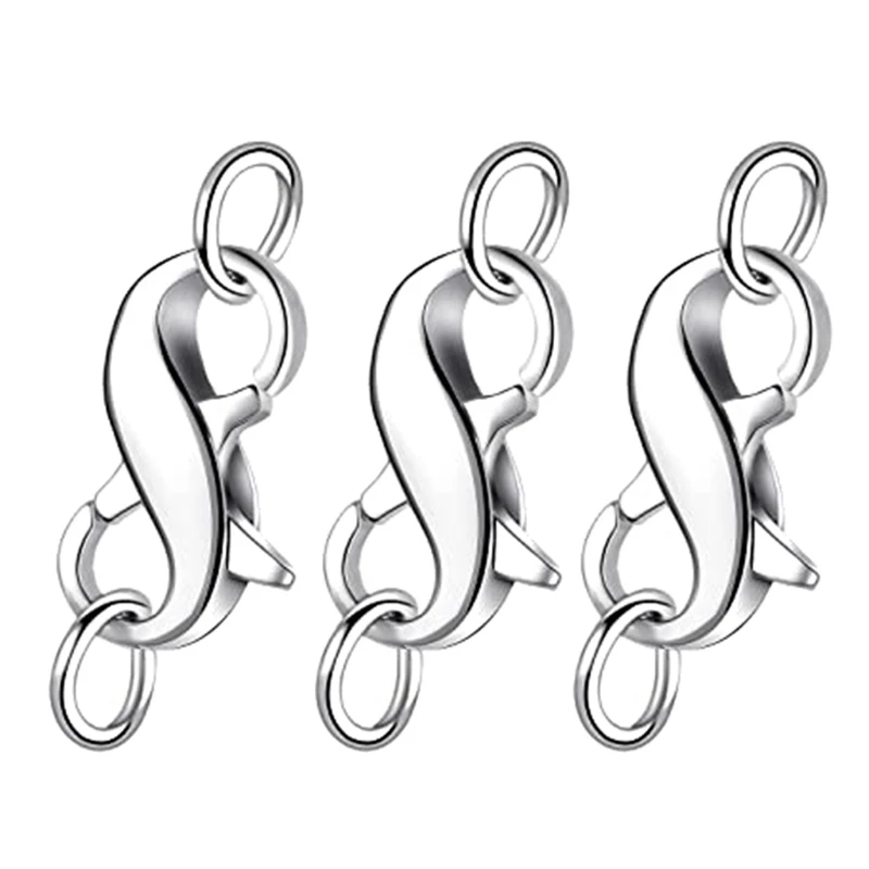 652F 3x Praktische Doppel Öffnung Karabiner Schnallen Sperren Halskette Armband Stecker mit Jump Ringe für DIY Schmuck Handwerk – Detail 2