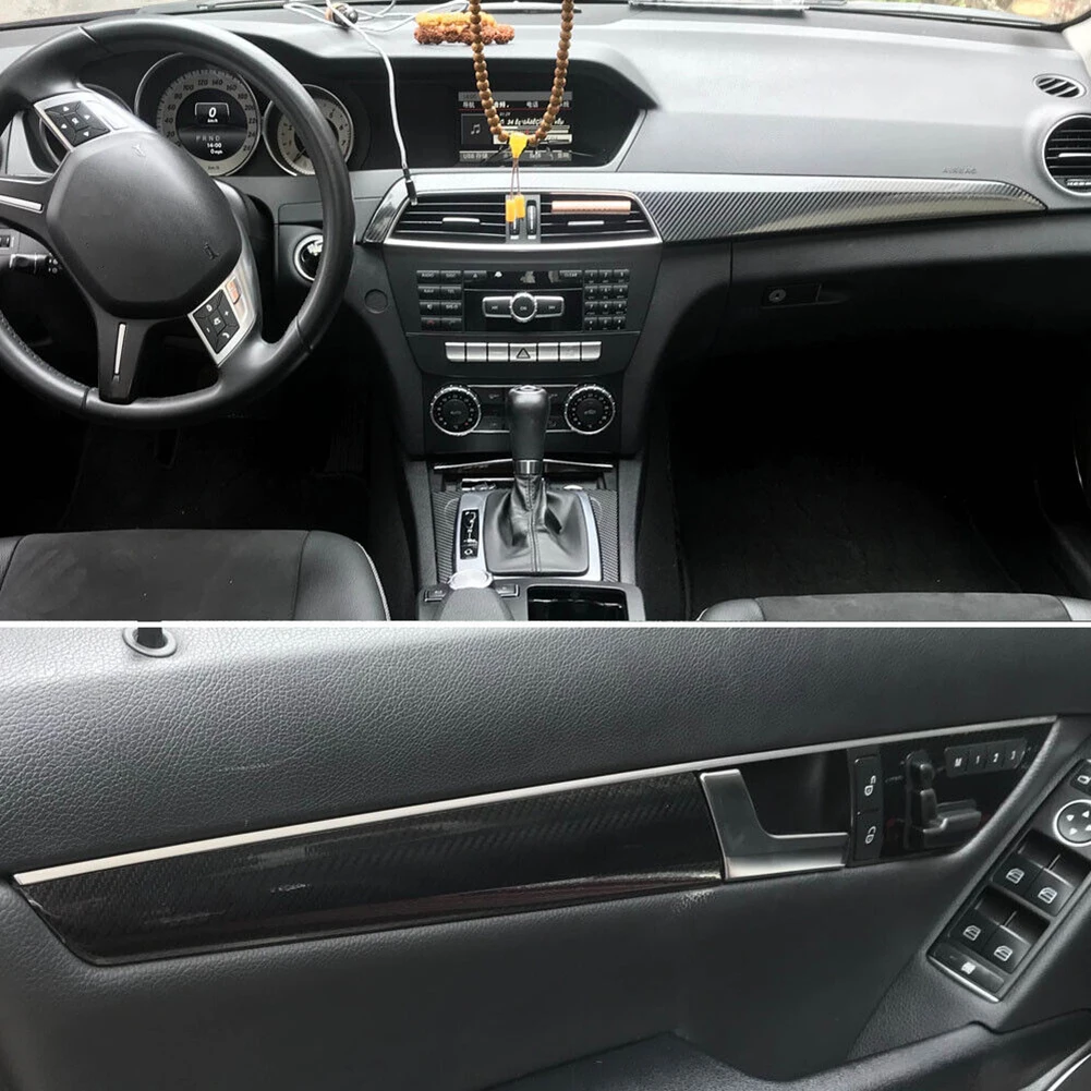 

Brand New Easy Installation Stickers Part Decals For Mercedes Pattern Interior Trim W204 Carbon Fiber Class C DIY