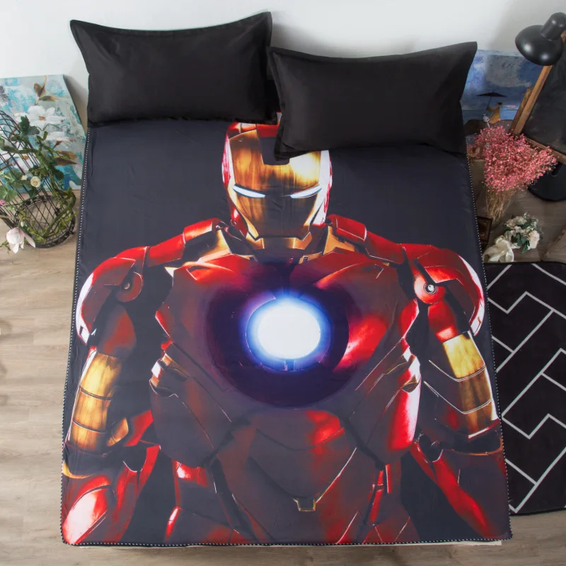 

Avengers Iron Man Aegis Shield Bed Cover Mattress Cover 1.2m 1.5m 1.8m Fitted Bedsheet with Elastic Band for Boys Children