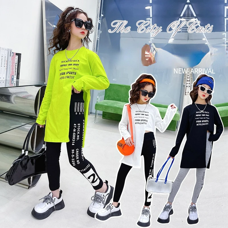 

Свободная Асимметричная нижняя рубашка для девочек с принтом, Новинка весна-осень 2022, Топ средней длины в западном стиле