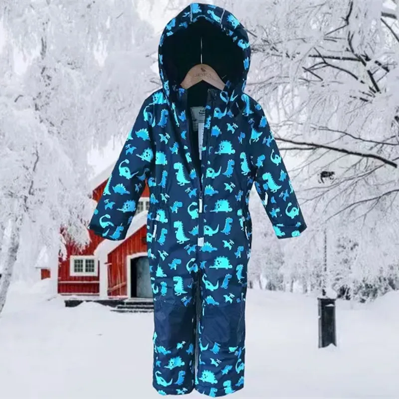 Купи Ski pants one-piece ski pants thermal pants windproof waterproof pants one-piece coat snowsuit children's jumpsuit plus cotton за 2,100 рублей в магазине AliExpress