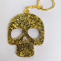 new fashion keychain 66x49mm big sugar skeleton head skull pendants diy men jewelry car key chain ring holder souvenir for gift