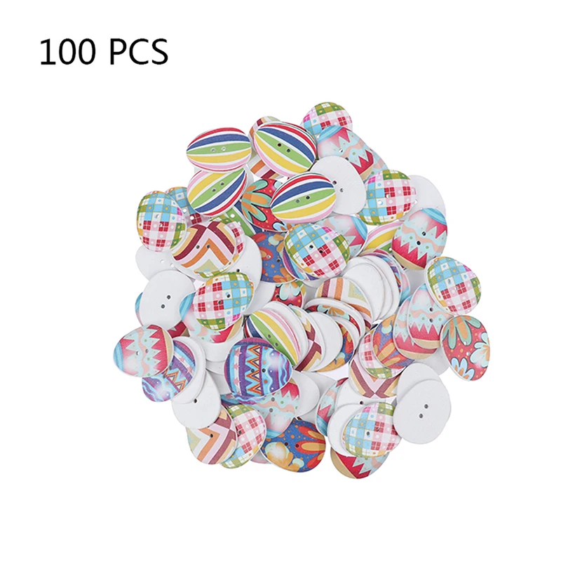 

100 шт., деревянные пуговицы в виде пасхальных яиц