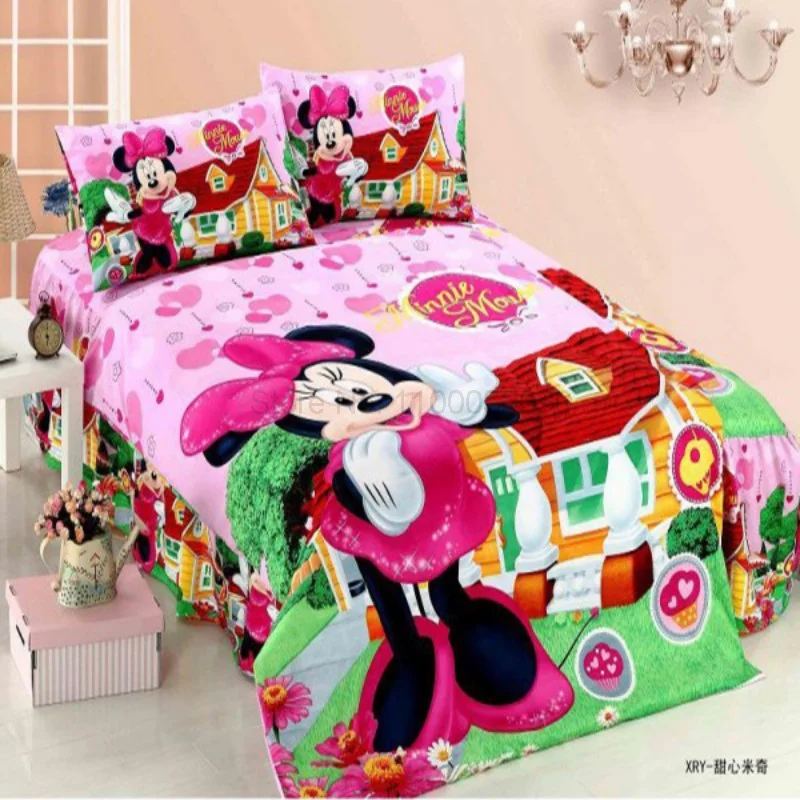 

Kids Disney Mickey Single Minnie Mouse Set Sofia Babies Bedding Twin Full Duvet Cover Pillowcase for Boys Girls Children Gift