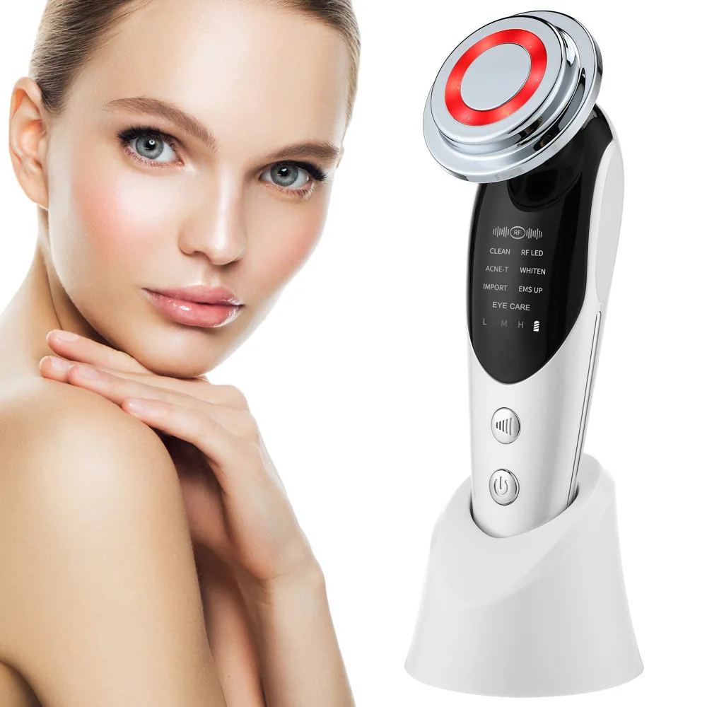 7 in 1 EMS Microcurrent RF Vibration LED Beauty Facial Cleansing Device Lifting Essence Importer