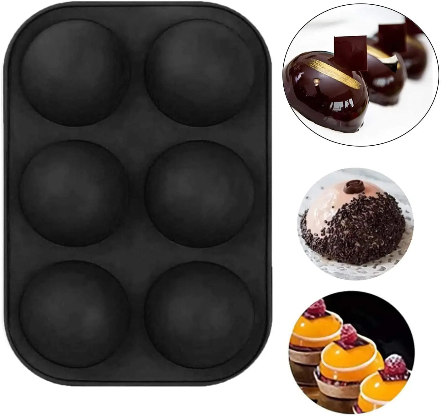 

6 Cavity Half Sphere Circle Silicone mold Chocolate Sphere Cake Mould Cocoa Bomb Decorative Mould Baking Tool DIY homemade