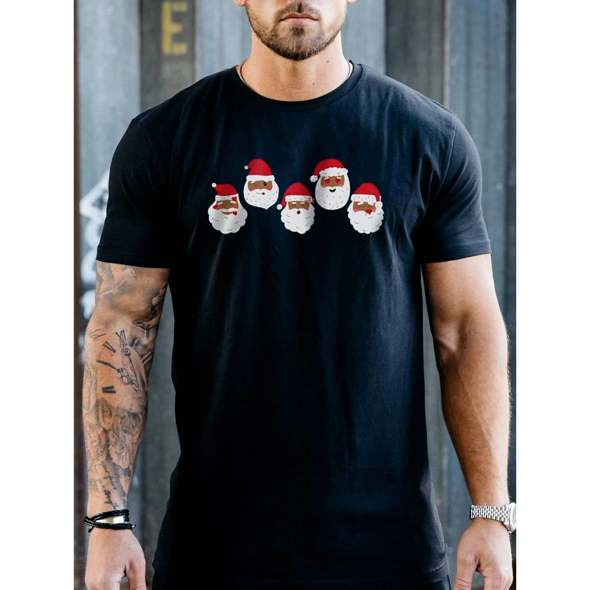 

Badassdude Santa Claus Printing Men's Casual Fashion T-shirt