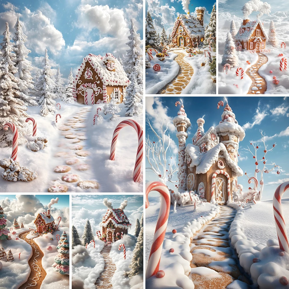 Фон для фотосъемки с изображением рождественского имбирного домика