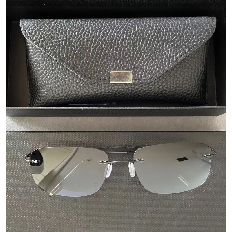 8617 Новые металлические солнцезащитные очки без оправы мужские классические с