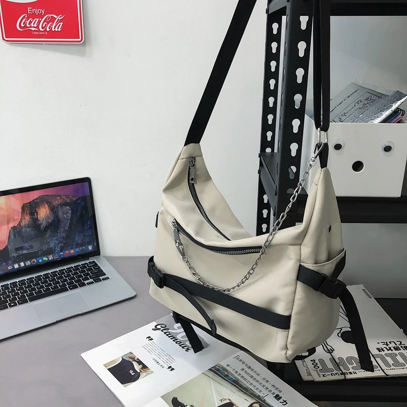 Women's School Messenger Bags for Women Large Capacity Casual Nylon Shoulder Bag Simple Couple Handbag Female Crossbody Sac New