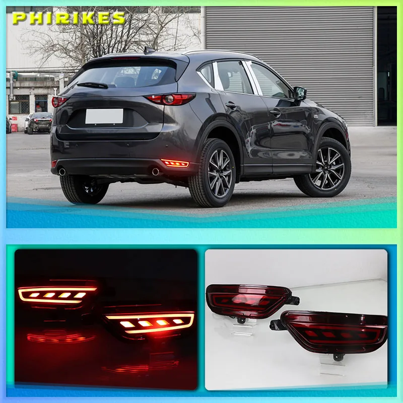 2Pcs For Mazda CX-5 CX5 2017 2018 2019 LED Rear Reflector Taillight Fog Lamp Rear Bumper Light Brake Light Turn Signal Lamp