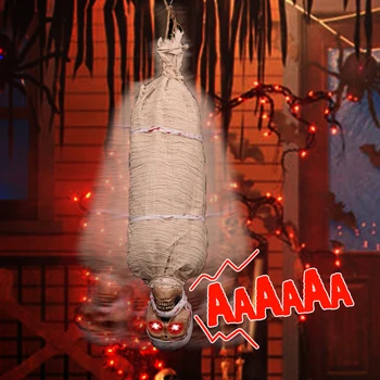 Halloween Decoration Hanging Ghost Mummy Hanging Ghost With Glowing Sound Halloween Horror Prop For Outdoor Party Home Bar Decor 1