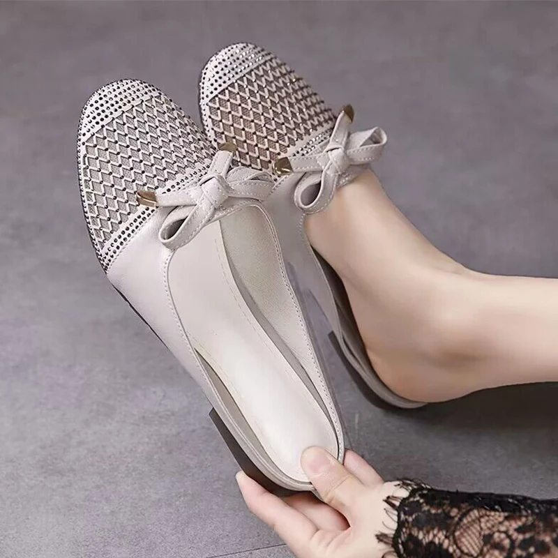 

2023 New Rome Mesh Mules Shoes Flats Slippers Women Casual Slingbacks Sandals Summer Fad Beach Flip-flops Mujer Zapatos Slides