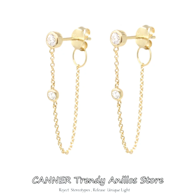 

Canner Chain Pendientes Earrings For Women 925 Sterling Silver Tassel Star CZ Earings Dangle Piercing Earings Silver Kolczyki W5