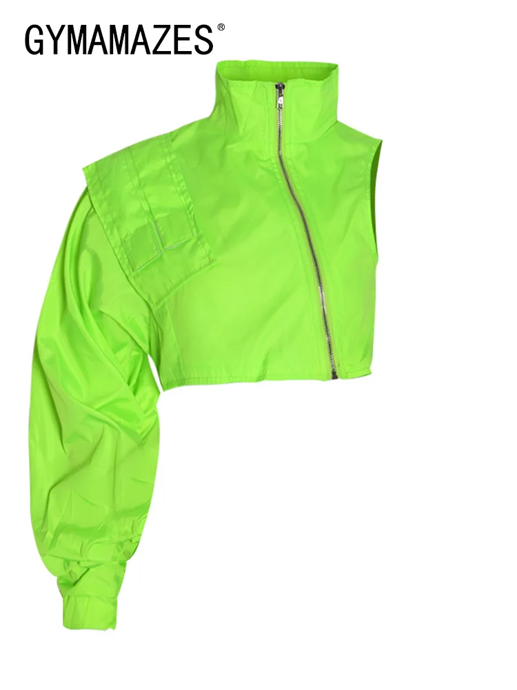 

Женская Асимметричная куртка с воротником-стойкой и длинным рукавом