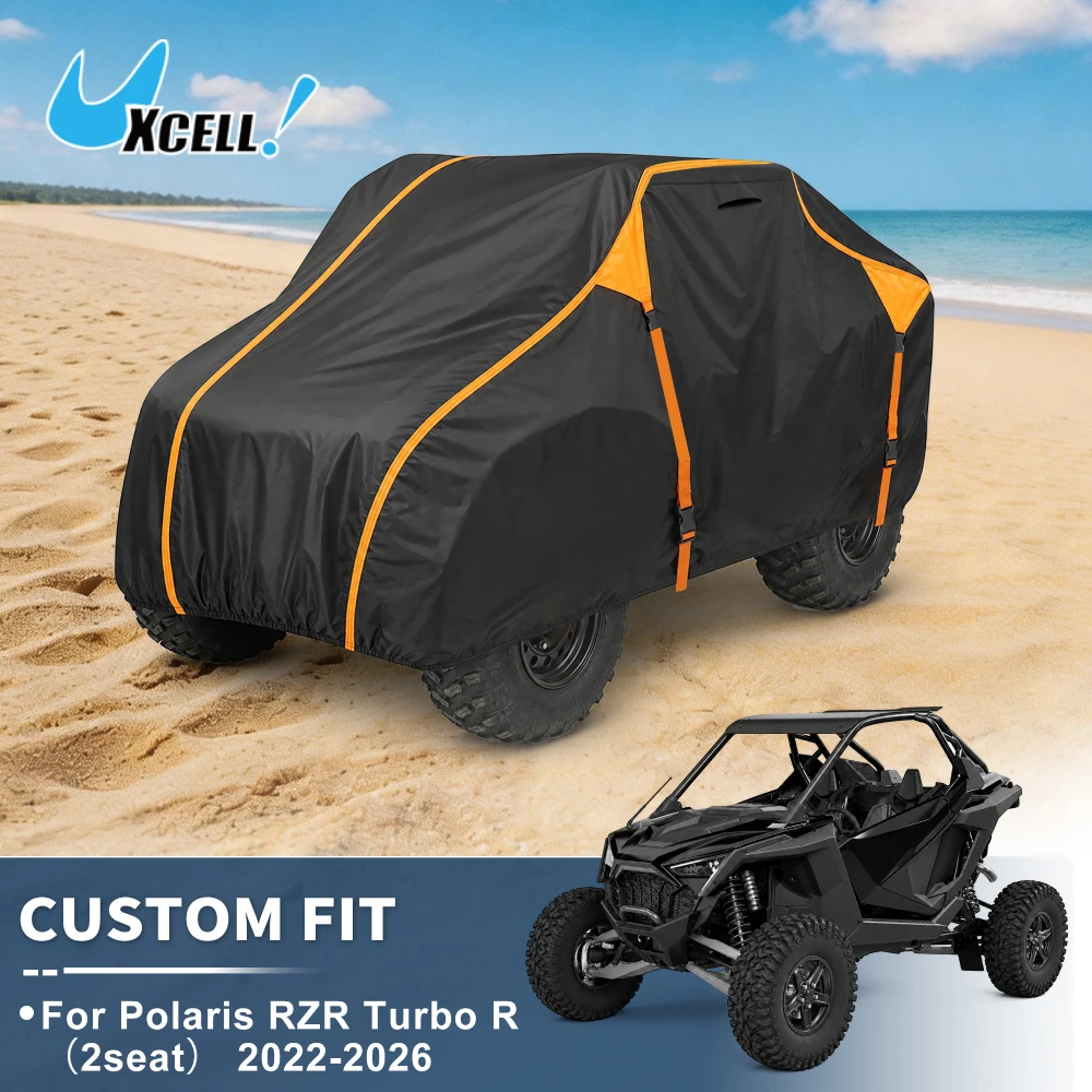 Фото Водонепроницаемый чехол Uxcell для UTV Polaris RZR Turbo R (2-местный) 2022-2026, 210D Oxford, ветрозащитный, для защиты от любых погодных условий на открытом воздухе. №2