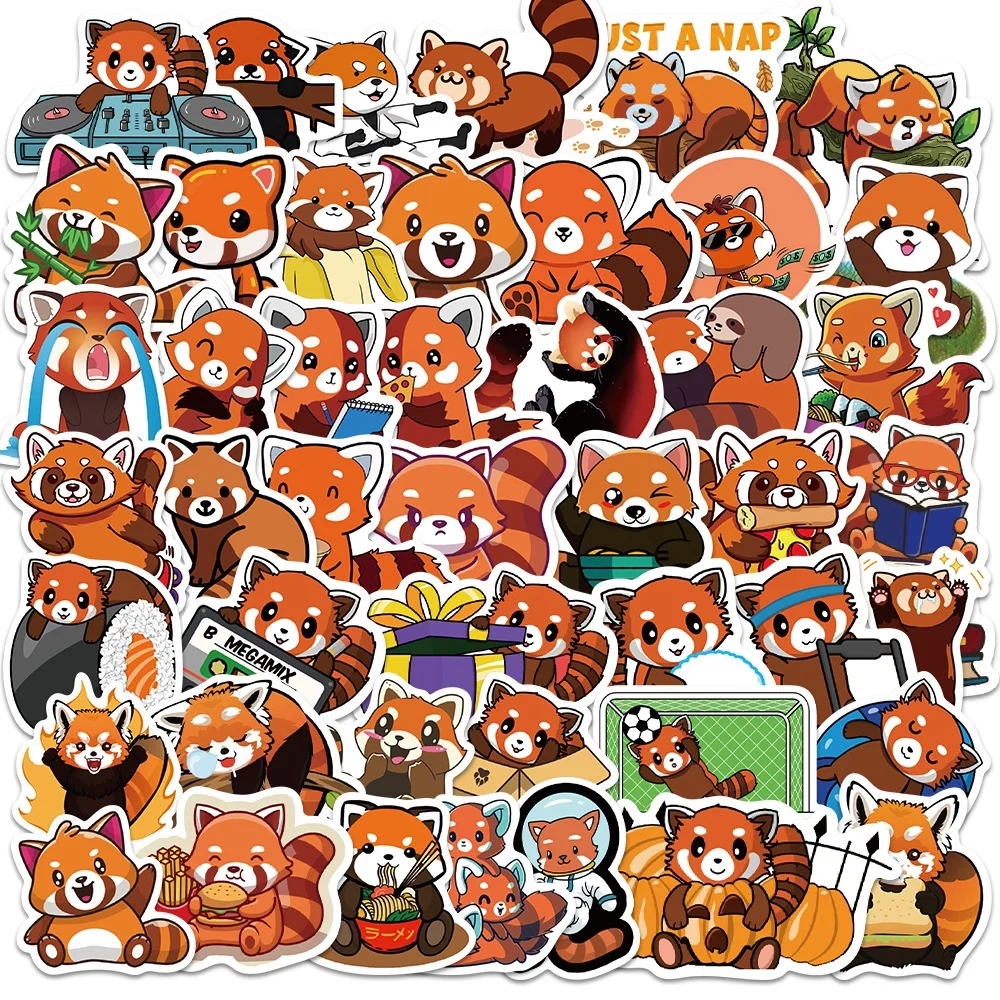 10/50PCS Cute Red Panda Stickers Turning Decal Sticker for Luggage Laptop Water Bottle Phone Skateboard Teens Girls Kids Toys