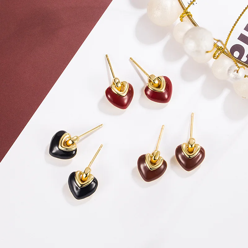 2024 глазурованные серьги Love для девочек маленькие модные изысканные