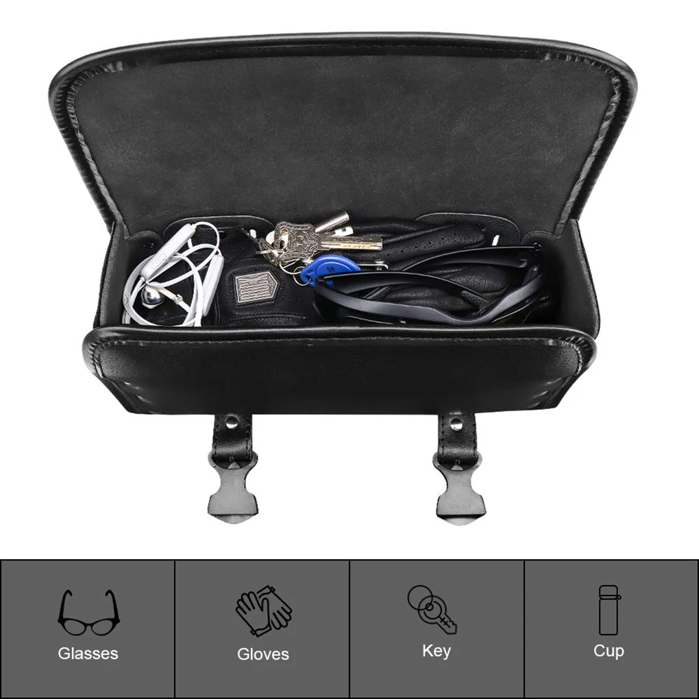 

Universal Motorcycle Fork Bag Motorbike Handlebar Mount Waterproof PU Leather Side Tool Bag