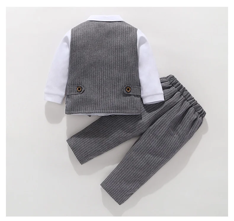 Комплект из трех предметов для мальчиков белая футболка с длинным рукавом + жилет