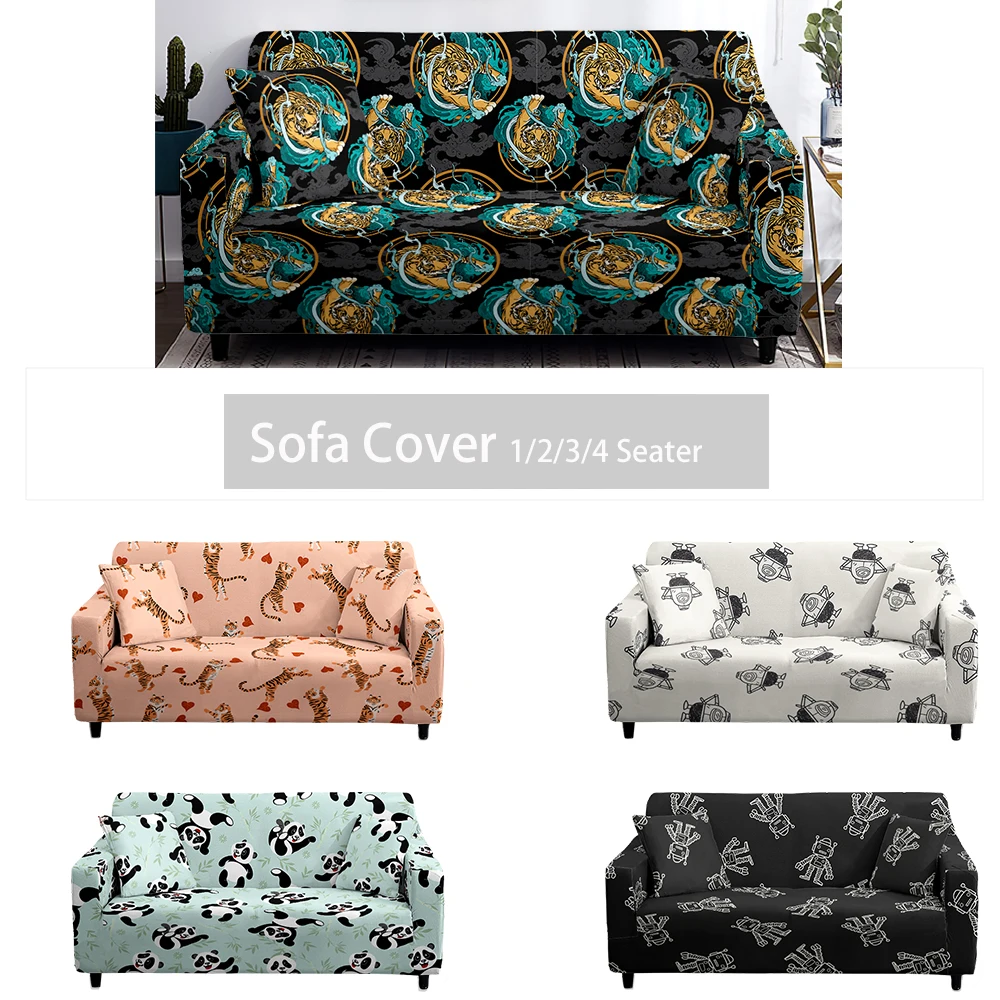 

Эластичный чехол для дивана с рисунком животных и растений, эластичный чехол для дивана в гостиную, чехол для дивана, домашний декор, 1/2/3/4, си...