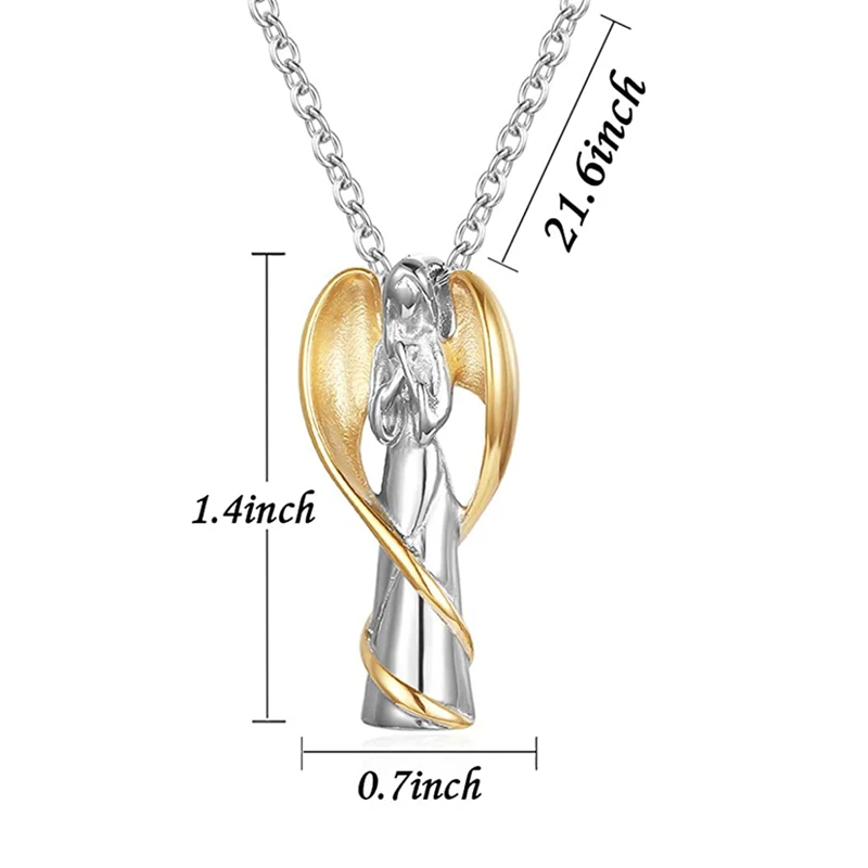 Urnen-Halskette für Asche, Engelsflügel, Andenken, Medaillon, Edelstahl, Feuerbestattungsschmuck, wasserdicht, Gedenk-Anhänger, Geschenke – Detail 2