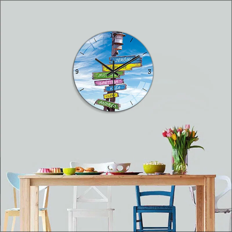 Индивидуальные семейные подарки настенные часы с дорожным знаком 3-7 именами