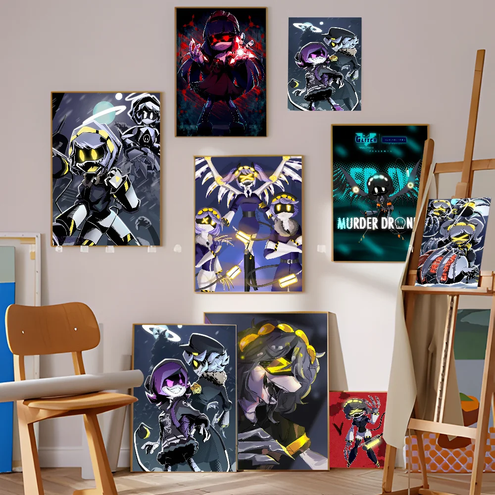 Murder Drones Movie Classic Vintage Posters Decoracion Painting Wall Art White Kraft Paper Kawaii Room Decor