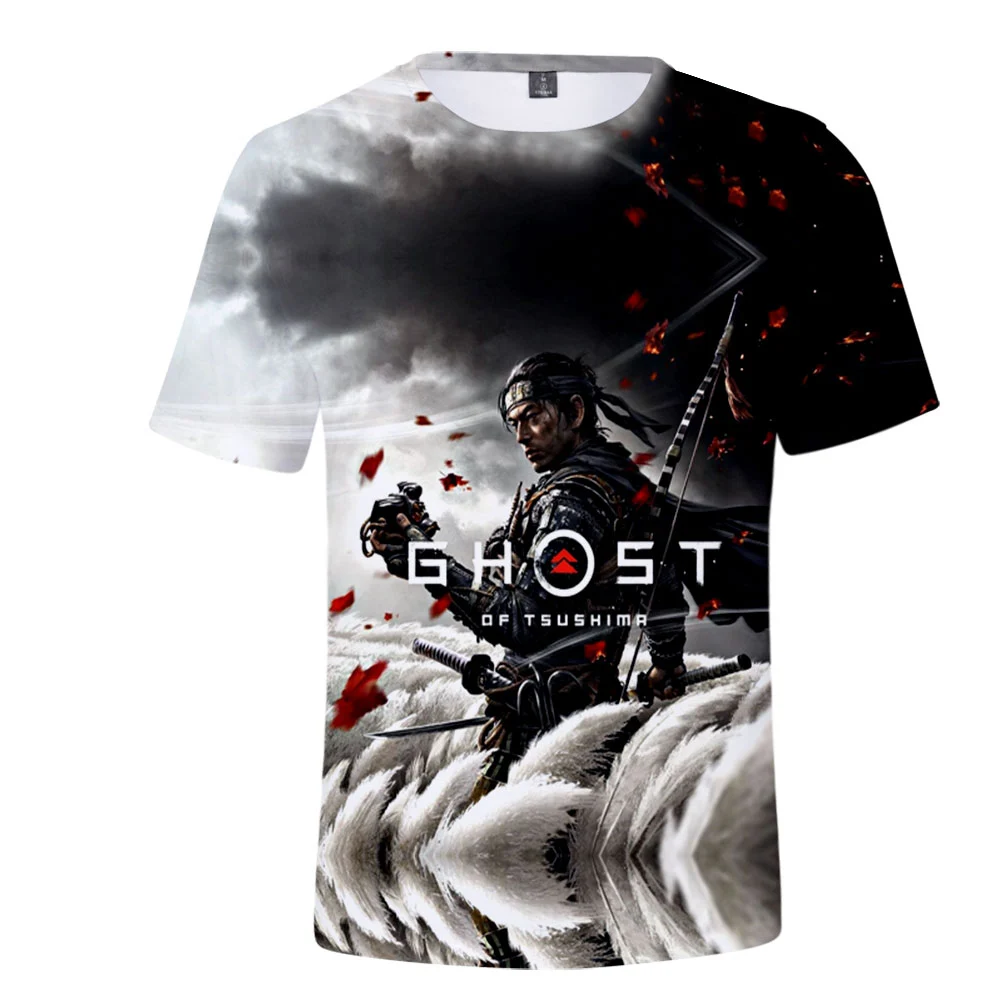 

2022 Chinese Ancient Style Tsushima Ghost T-shirt Game 3D Printing Men's T-shirt O-neck Short-sleeved Street Fashion Trendy Top
