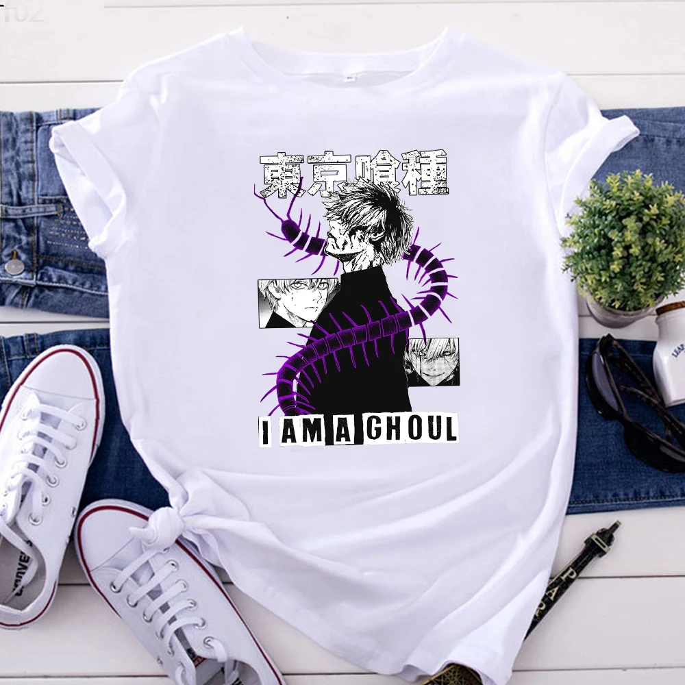

Модная футболка Харадзюку С аниме «Токийский Гуль», Повседневная летняя уличная футболка с круглым вырезом для мужчин и женщин