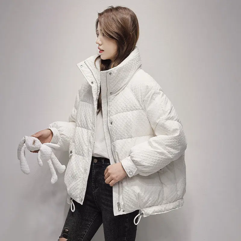 

Windproof Stand-collar Down cotton Jacket Winter Women's Korean Loose Thicken Parkas Cute Bunny Student Warm Outwear Short Coat